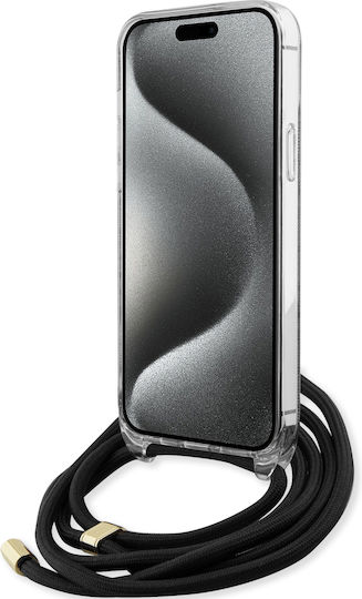 Guess Back Cover Plastic with Strap Black (iPhone 15 Pro Max)