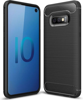 Powertech Umschlag Rückseite Silikon Schwarz (Galaxy S10e) MOB-1230