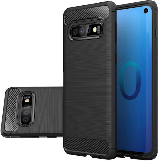 Powertech Umschlag Rückseite Silikon Schwarz (Galaxy S10e)