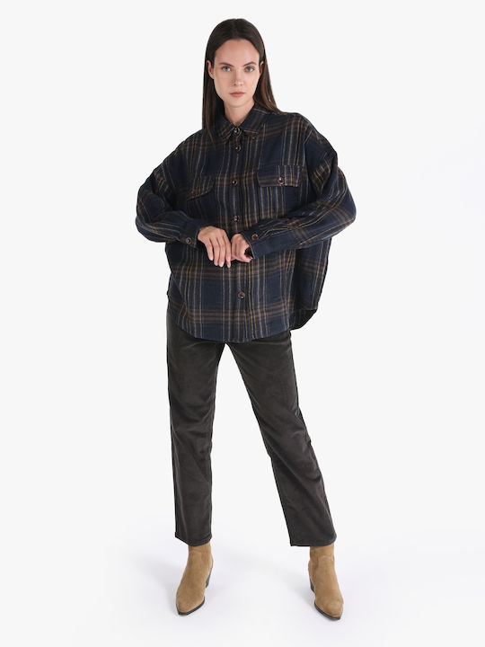 Mânecă lungă Femei Cămașă Navy Blue