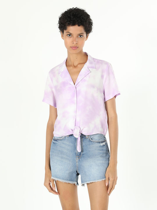 Kurzärmelig Damen Hemd Purple