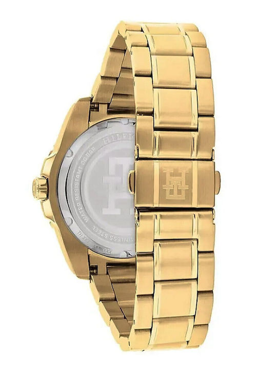 Tommy Hilfiger Lance Men's Watch 42mm Battery With Gold Steel Bracelet