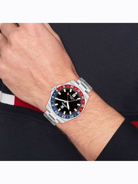 Tommy Hilfiger Lance Men's Watch 42mm Battery with Silver Metal Bracelet