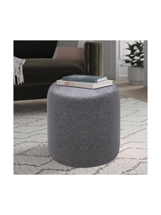 Stool For Living Room Upholstered with Fabric Silindir Charcoal 40x40x40cm