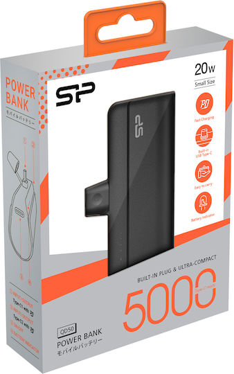Silicon Power QD50 Power Bank 5000mAh 20W με Θύρα USB-C Power Delivery Μαύρο