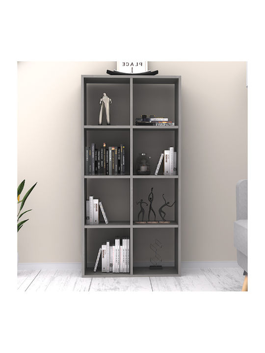 Bookcase Anser Grey Concrete 69.8x29x142cm