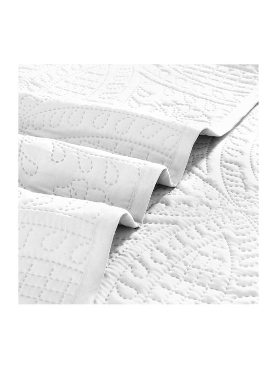 To megalo pazari Set Coverlet Queen Size Cotton White 220x240cm 3pcs