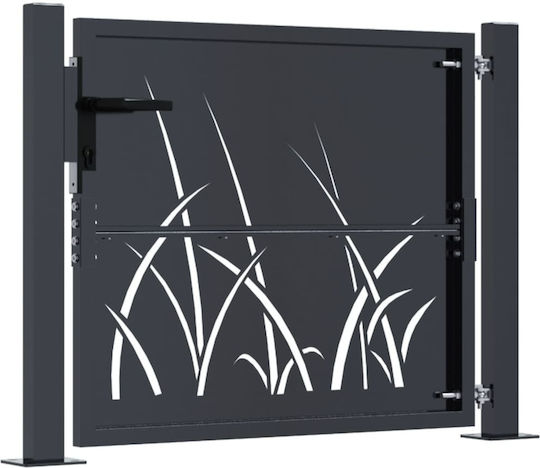 vidaXL Garden Metal Fence Gate in Gray Color 80cm x 1.05m