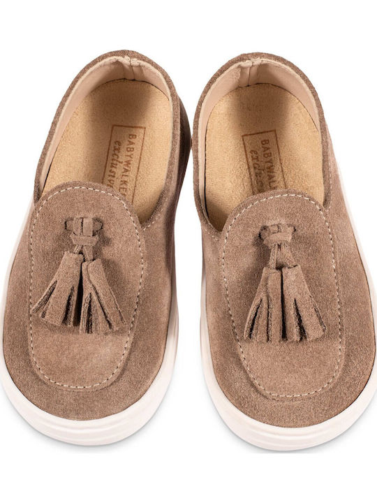 Babywalker Mocasini boteza din piele Bej