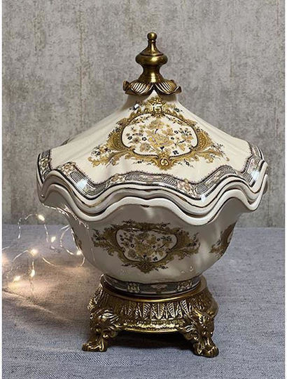 Φοντανιέρα Porțelan cu Capac 21x21x28cm Albă Φοντανιέρα Porțelan cu Capac 21x21x28cm Albă