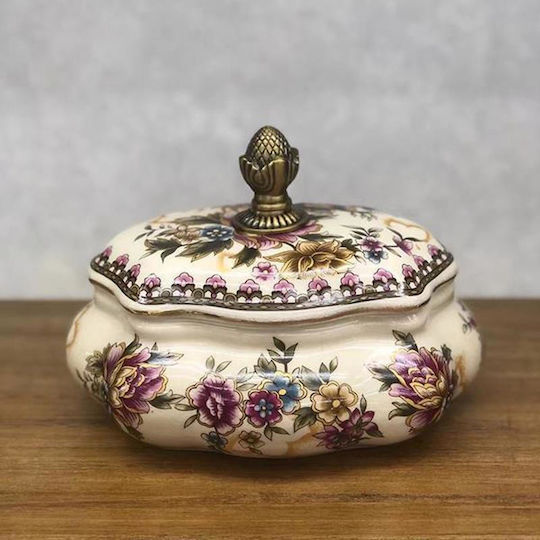 Φοντανιέρα Porțelan cu Capac 18x18x14cm Albă Φοντανιέρα Porțelan cu Capac 18x18x14cm Albă