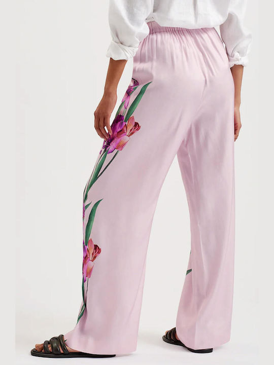 Ted Baker Women's Fabric Trousers in Wide Line Pink