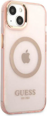 Guess Outline Translucent Umschlag Rückseite Silikon Gold (iPhone 13)
