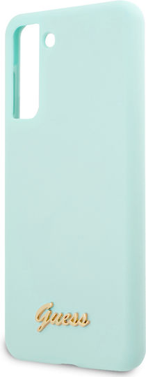 Guess Silicone Script Metal Logo Umschlag Rückseite Kunststoff / Silikon Blau (Galaxy S21+ 5G)