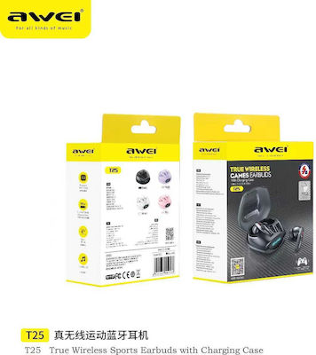 Awei T25 Earbud Bluetooth Handsfree Cască cu Carcasă de Încărcare Negru