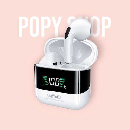 Remax TWS-10 Plus Earbud Bluetooth Handsfree Ακουστικά με Θήκη Φόρτισης Λευκά