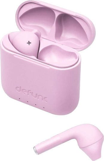 Defunc True Go Slim Earbud Bluetooth Handsfree Ακουστικά με Αντοχή στον Ιδρώτα και Θήκη Φόρτισης Ροζ