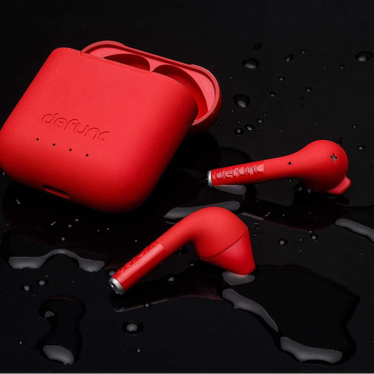 Defunc True Go Slim Earbud Bluetooth Handsfree Earphones with Sweat Resistance and Charging Case Red