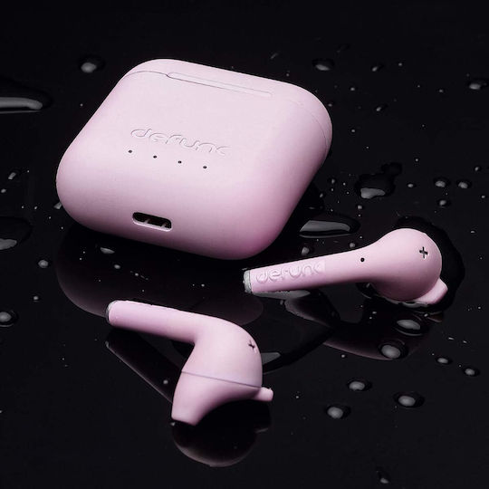 Defunc True Go Slim Earbud Bluetooth Handsfree Ακουστικά με Αντοχή στον Ιδρώτα και Θήκη Φόρτισης Ροζ