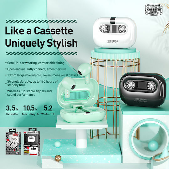 WK Va06 Earbud Bluetooth Handsfree Ακουστικά με Θήκη Φόρτισης Πράσινα