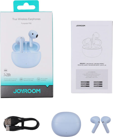 Joyroom JR-FB2 Earbud Bluetooth Handsfree Ακουστικά με Αντοχή στον Ιδρώτα και Θήκη Φόρτισης Μπλε