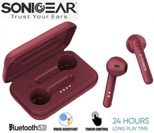 Sonic Gear TWS 3+ In ear Bluetooth хендсфри Слушалки с Кутийка за Зареждане Червен