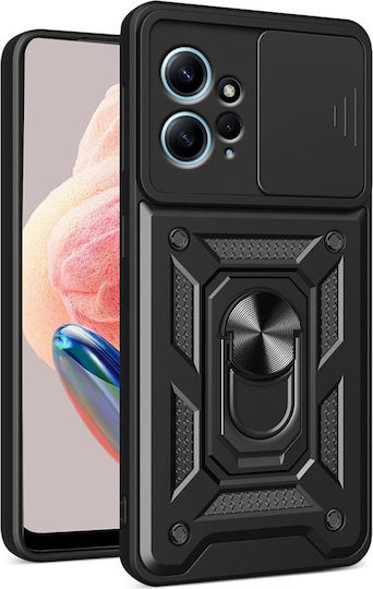 Techsuit Shield Umschlag Rückseite Kunststoff / Silikon Schwarz (Redmi Note 12 4G)