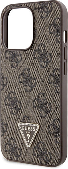 Guess Metallisch Logo Rückseite Umschlag mit Braunen Nackenriemen (iPhone 13 Pro)