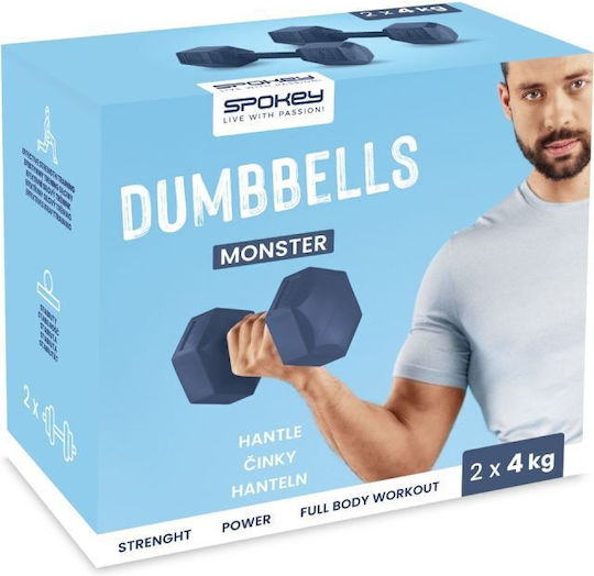 Spokey Monster Set Of Hexagon Dumbbells 1 Piece Total Weight 4kg