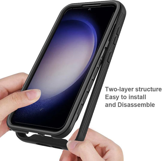Techsuit Pro Back Cover Σιλικόνης Σετ με Τζαμάκι Μαύρο (Galaxy S23 FE)