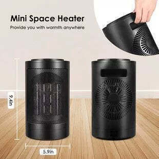 Ceramic Fan Heater Room Floor Negru 1500W