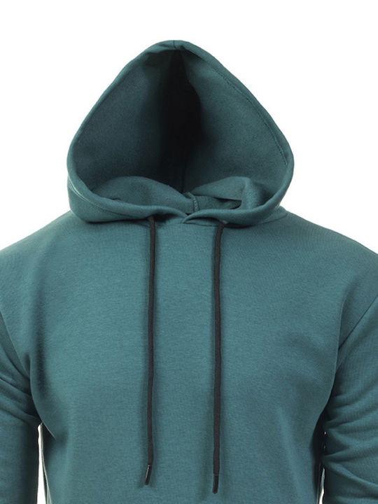 Close Society Men's Sweatshirt with Hood and Pockets Petrol Blue