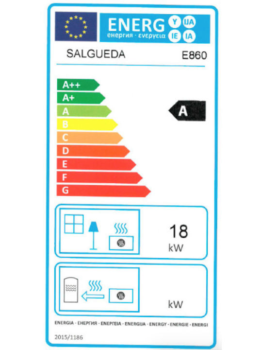 Salgueda Aero E860V-3MN Wood Cassette Fireplace Insert Air Duct Connection with Straight Window 18kW