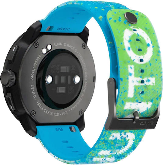 Suunto Race S Stainless Steel 45mm Waterproof Smartwatch with Heart Rate Monitor (Power Blue)