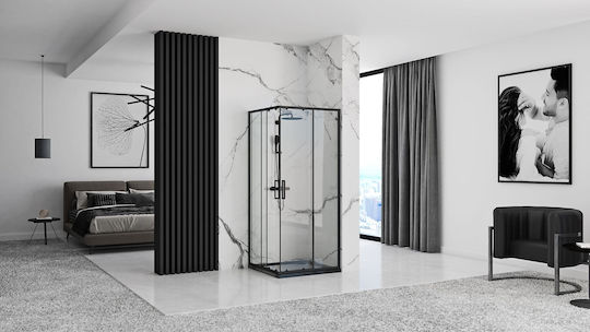 Rea Καμπίνα Ντουζιέρας 80x190cm Black