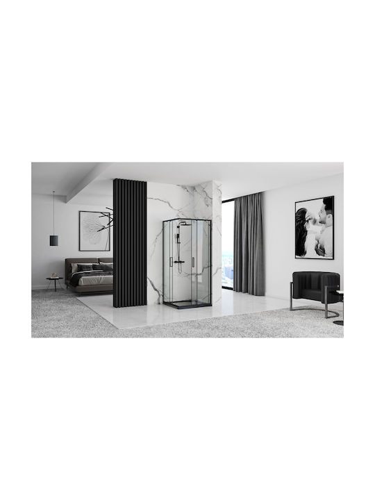 Rea Καμπίνα Ντουζιέρας 80x190cm Black