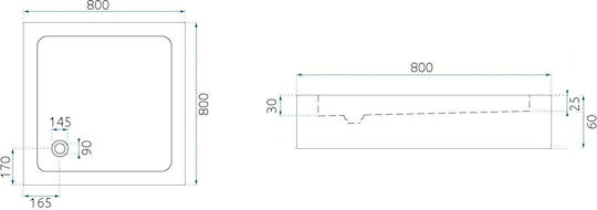 Rea Καμπίνα Ντουζιέρας 80x190cm Black