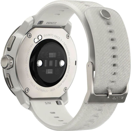 Suunto Race S Stainless Steel 45mm Waterproof Smartwatch with Heart Rate Monitor (Powder Gray)