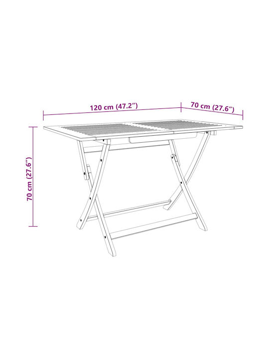 Дървено Маса Външно Пространство Сгъваем CAFE 120x70x75бр