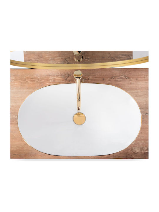 Rea Επικαθήμενος Νιπτήρας Κεραμικός 62.5x36x15cm Gold