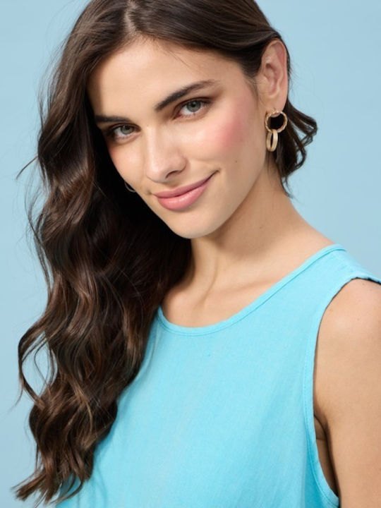 Damen Bluse Ärmellos Blue