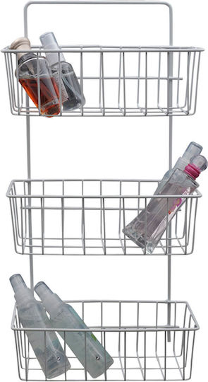 Uncle George Wandmontiertes Badezimmerregal Metallisch mit 3 Regalen 24x10x51cm Weiße