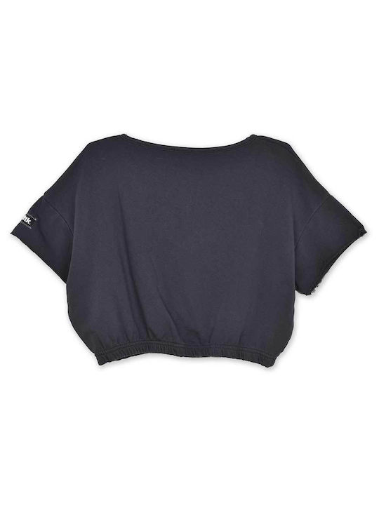 BodyTalk Women's Athletic Crop Top Short Sleeve Navy Blue