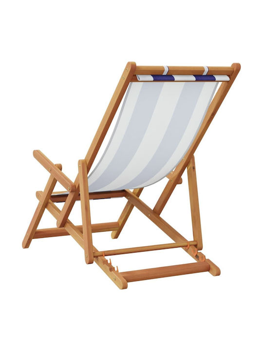 Deckchair Wooden With Arms & Blue Fabric 2 Pieces 61x112x95cm