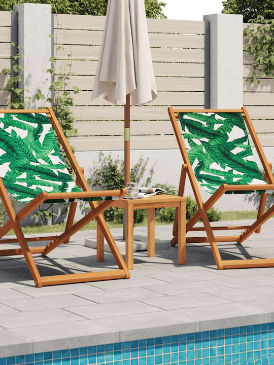Σεζλόνγκ Ξύλινη με Πράσινο Ύφασμα 2τμχ 62x98x62cm