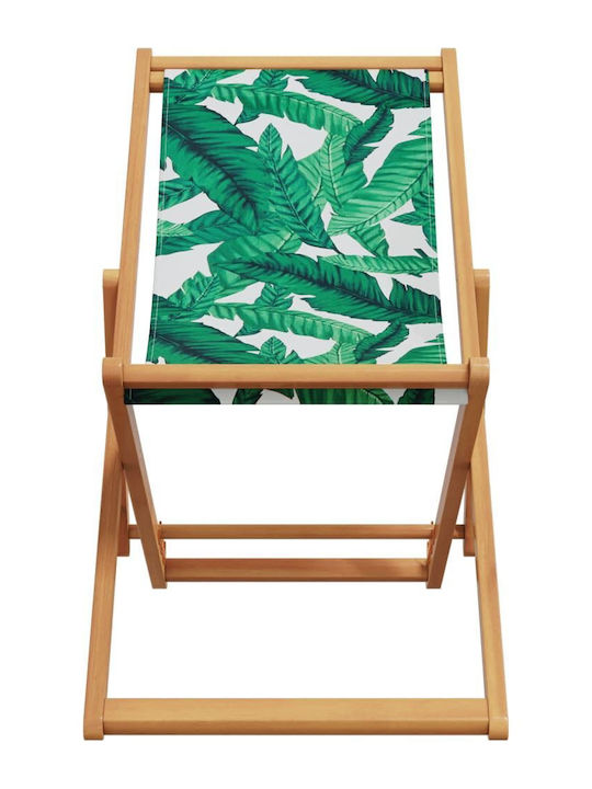 Deckchairs Wooden with Green Fabric 2pcs 62x98x62cm