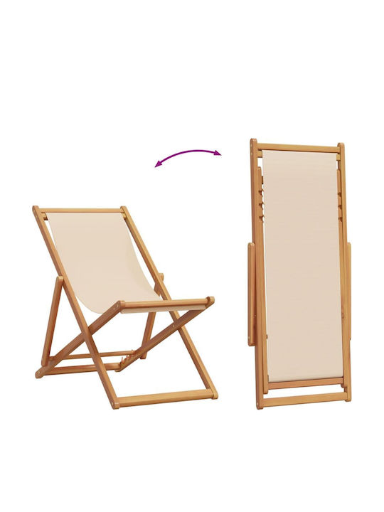 Deckchairs Wooden with Beige Fabric 2pcs 62x98x62cm
