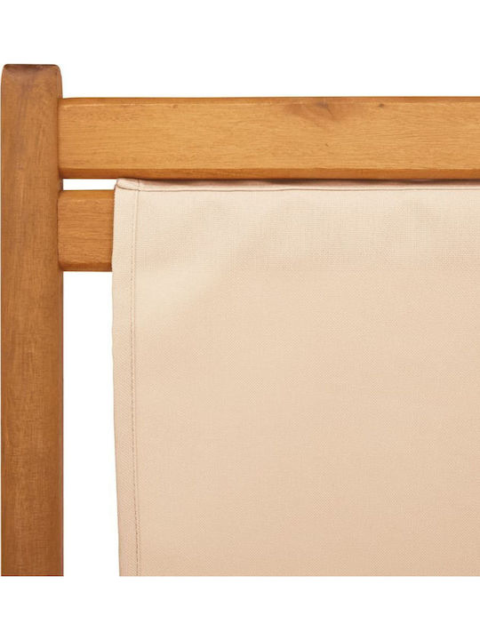 Deckchairs Wooden with Beige Fabric 2pcs 62x98x62cm