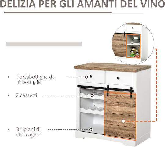 HomCom Ραφιέρα Κουζίνας Ξύλινη 2 Θέσεων 80x39x86cm