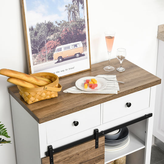 HomCom Ραφιέρα Κουζίνας Ξύλινη 2 Θέσεων 80x39x86cm